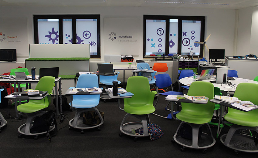Pupitres escolares con ruedas en el
Future Classroom Lab