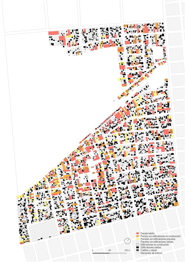 Los barrios al 2015.
Las relaciones entre edificaciones y parcelación