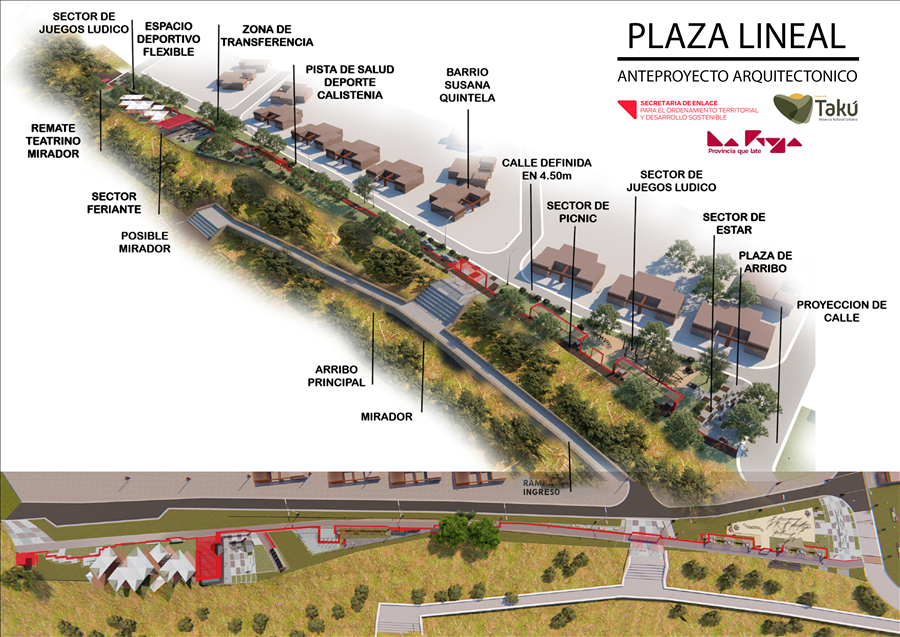 Volumetría y planimetría
del anteproyecto elaborado a partir de las dinámicas implementadas en
territorio. 