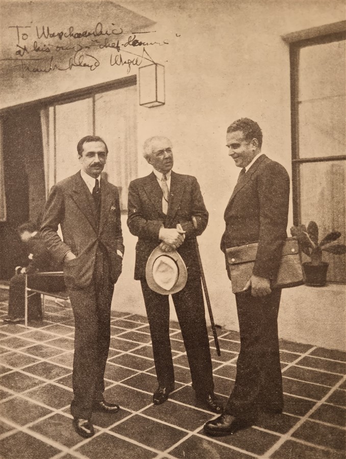 Costa, Wright, Warchavchik en la inauguración de la Casa Modernista. 