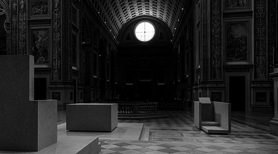 Los focos litúrgicos y la bóveda de Sant'Andrea. Reforma arquitectónica de
la Basílica de Sant'Andrea, Mantua, 2016.