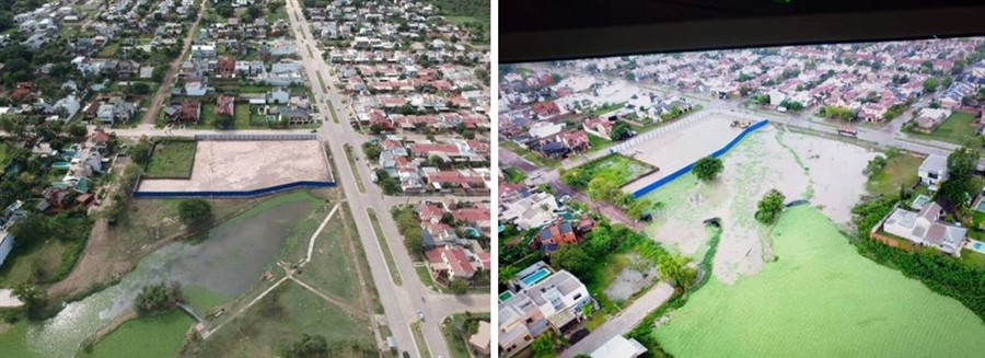 Predio cercado antes y despu&eacute;s de la lluvia del 20/04/2019.