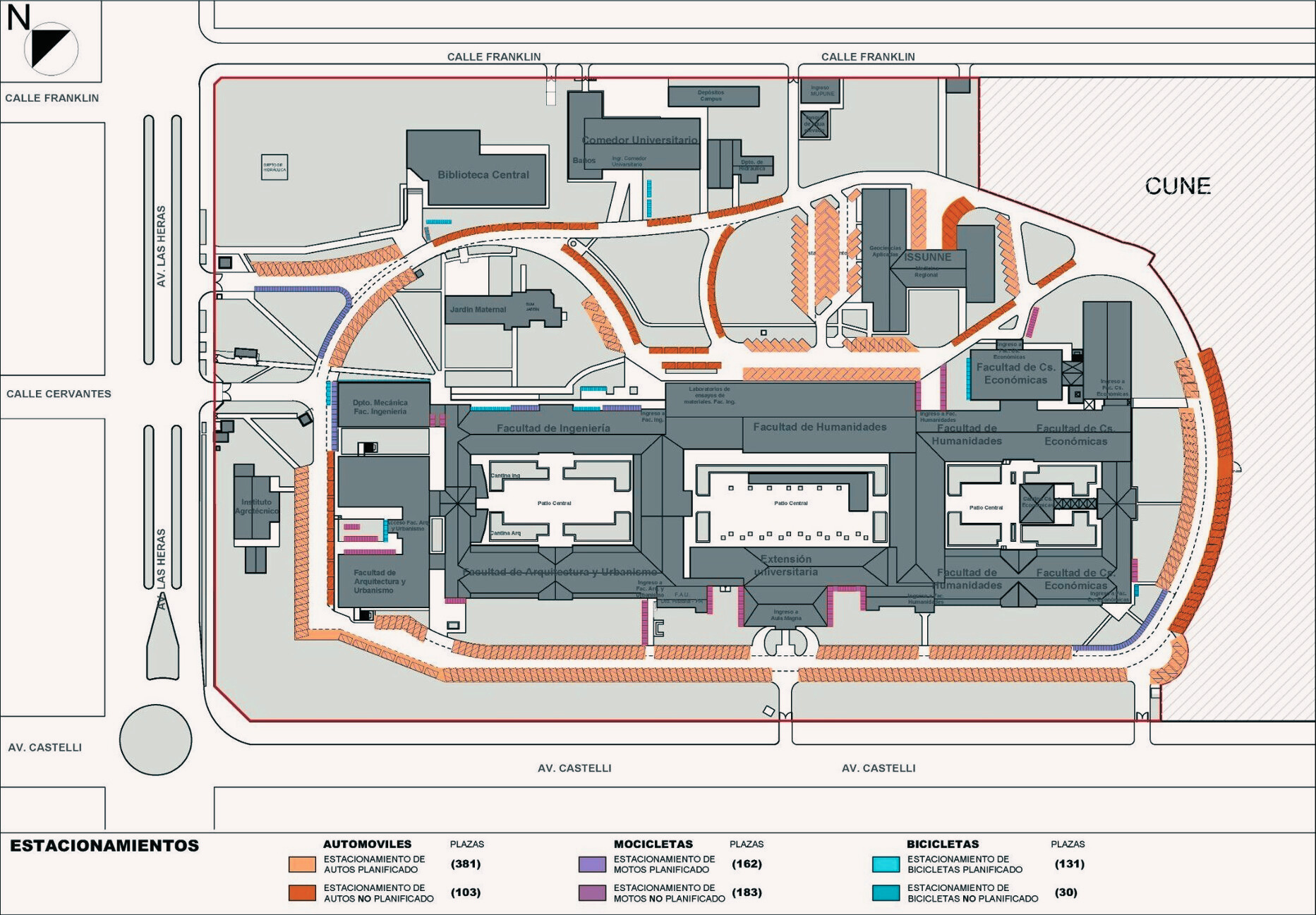 Planimetr&iacute;a de Estacionamientos Ordenamiento del Campus UNNE de Resistencia