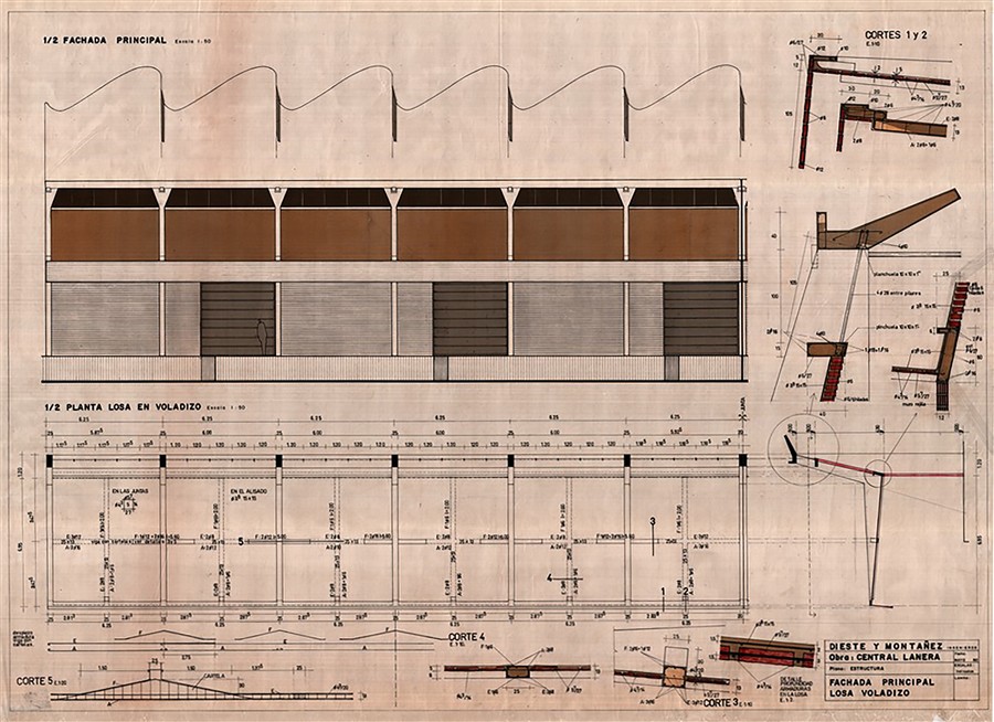 Plano correspondiente a la obra Central Le&ntilde;era, proyecto del Estudio Dieste- Monta&ntilde;ez. A&ntilde;o 1980.