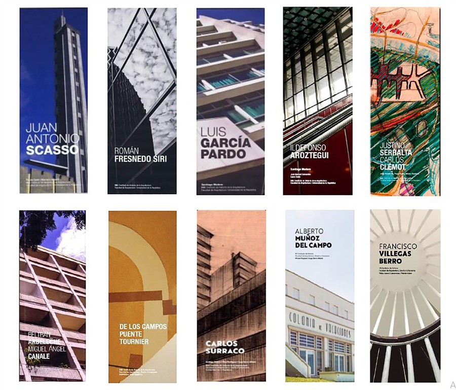 Selecci&oacute;n de portadas de cat&aacute;logos pertenecientes a las exposiciones Arquitectos Uruguayos.
