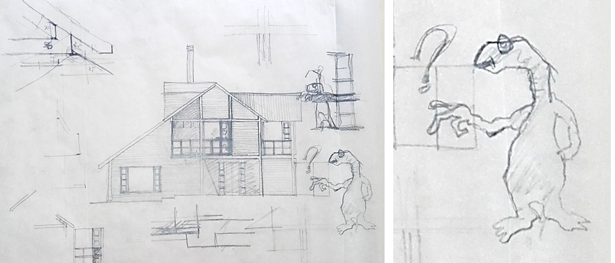 Planos de proyecto de una vivienda individual con dibujos para los ni&ntilde;os: ET.