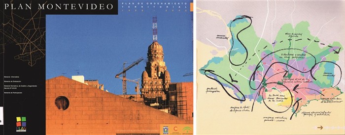 Portada del Plan Montevideo, logo y modelo territorial.