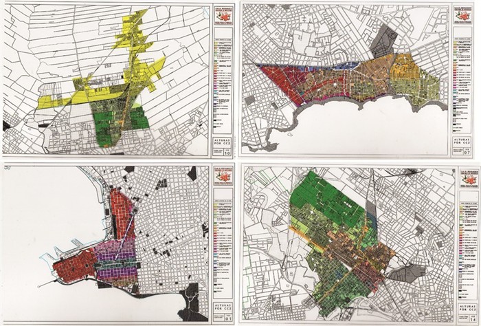 Cartograf&iacute;as in&eacute;ditas del Proyecto del Plan Montevideo. Transparencias cedidas por Ingrid Roche.