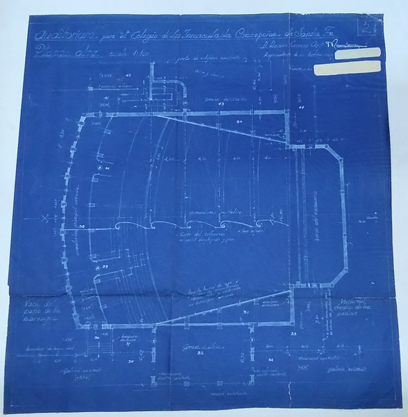 Auditorio para el Colegio de la Inmaculada Concepción en la ciudad de Santa Fe, Ramos Correas, 1943.