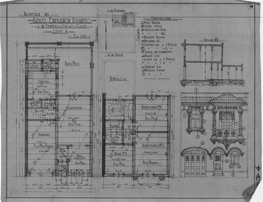 Planimetr&iacute;a vivienda del pasaje Monroe (1924)