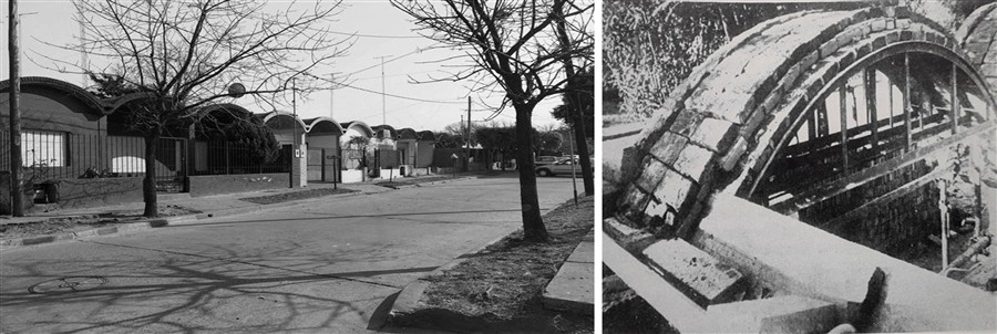 Izq.: Conjunto de viviendas en Curuz&uacute; Cuati&aacute;. Der.: Detalle Bovedilla.