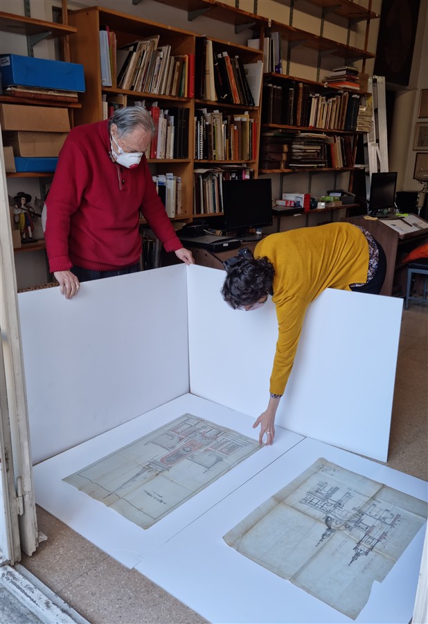 Preparación Exposición 25º aniversario del CEDODAL, “Planos de arquitectura rioplatense, 1880-1950”, en sede CEDODAL, 2021.