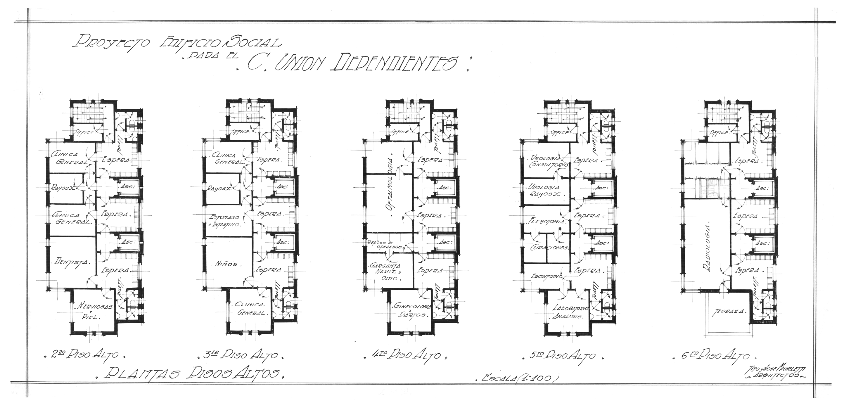 Planimetrías del proyecto original. Fuente: Archivo empresa Micheletti.